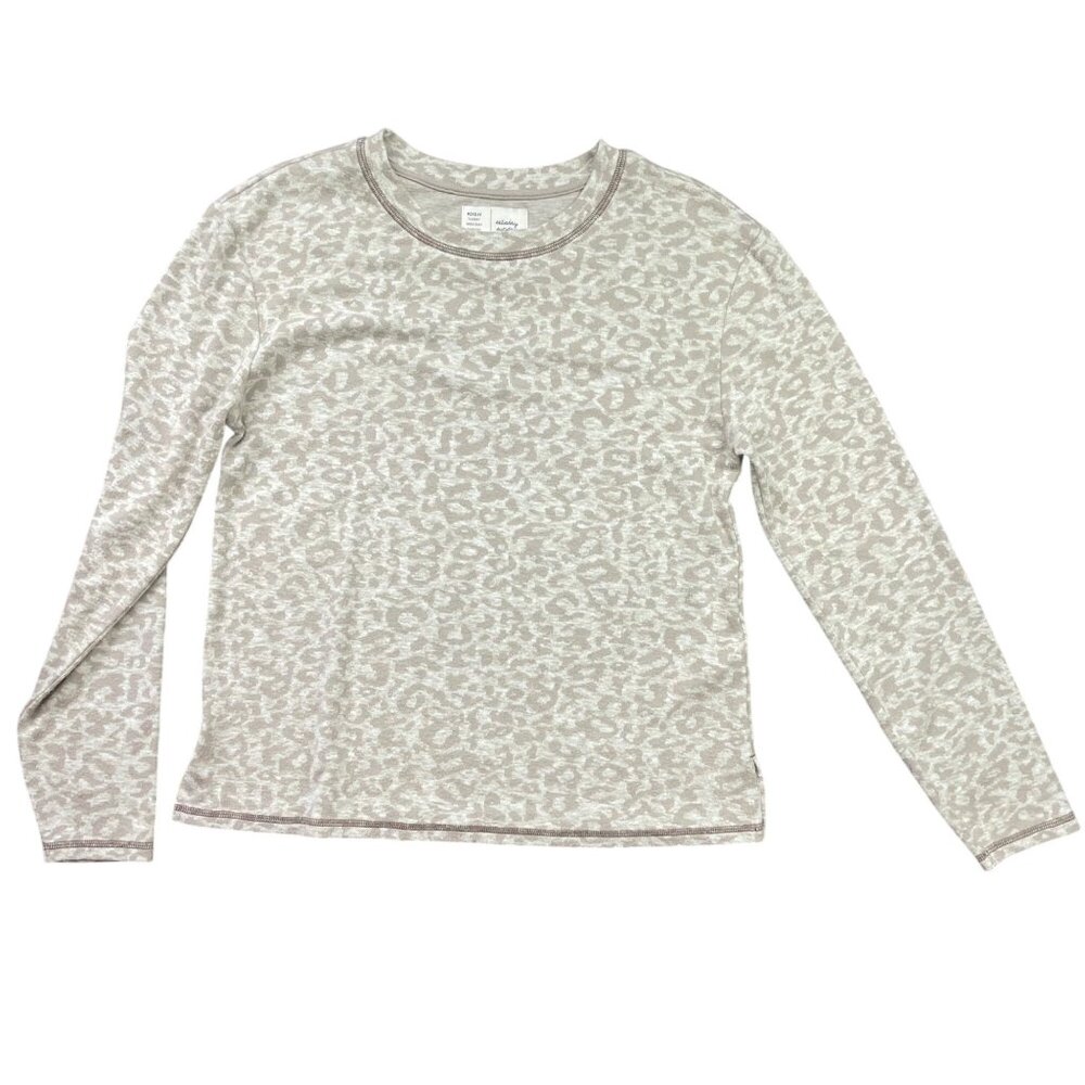 Saturday Sunday by Anthropologie Leopard Print Crewneck Top Women's Size XS Tan